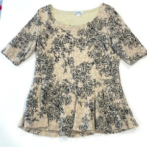 Cute black and cream floral lace top